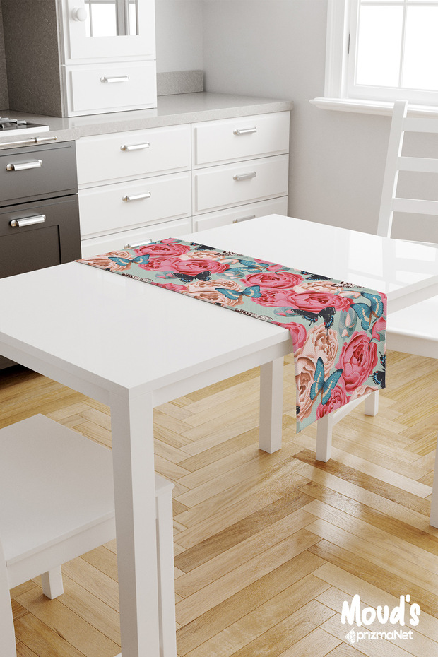 Classic Pattern 3 Patterned Printed Suede Runner Table Cloth - 2