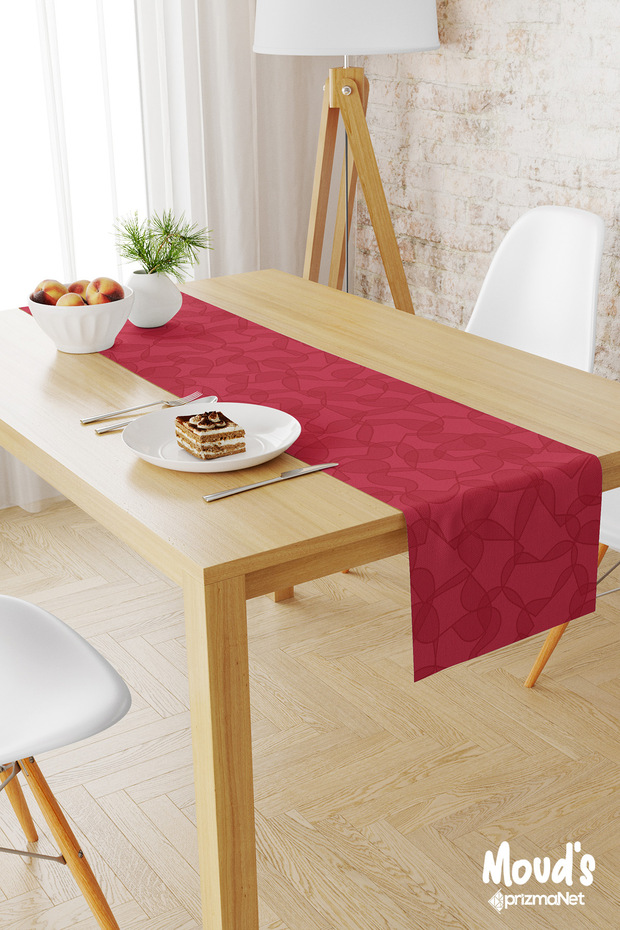 Hearts Pattern Printed Suede Runner Tablecloth - 1