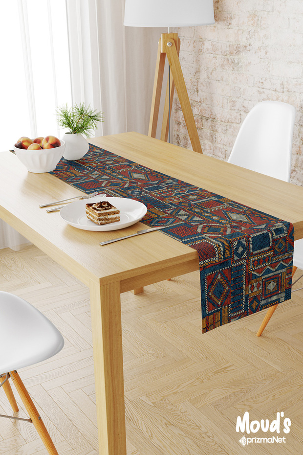 مفرش طاولة أناتوليا 6 نمط مطبوع من جلد الغزال - 1