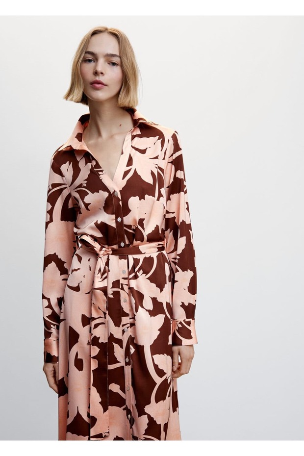 Desenli Gömlek Elbise - 1