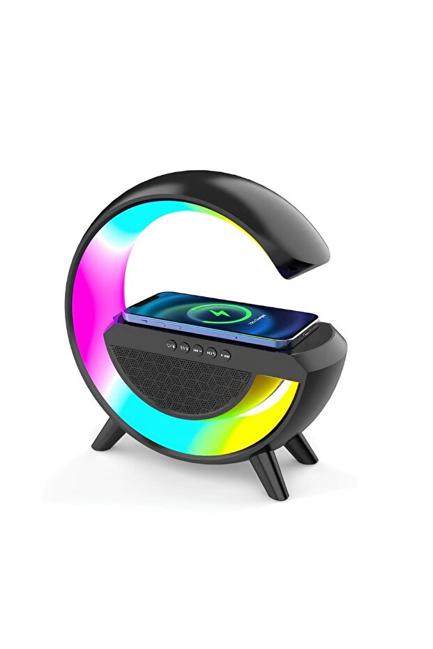 BLUETOOTH LED WIRELESS CHARGING SPEAKER HEM GECE LAMBASI HEM ŞARJ - 1