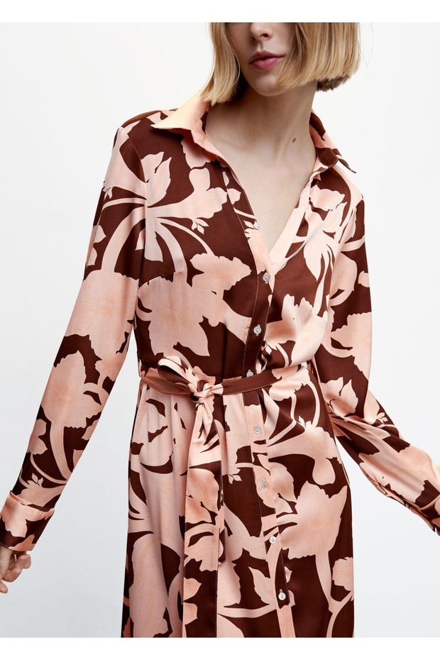 Desenli Gömlek Elbise - 7