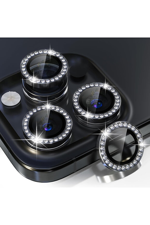 iPhone 15 Pro Max / iPhone 15 Pro Black Titanium Stone Camera Lens Protector
