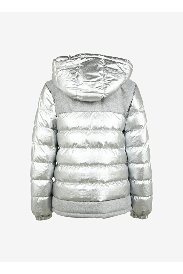 Gümüş Kadın Kapüşonlu Basic Puffer Mont B3WL-MNT1 - 2