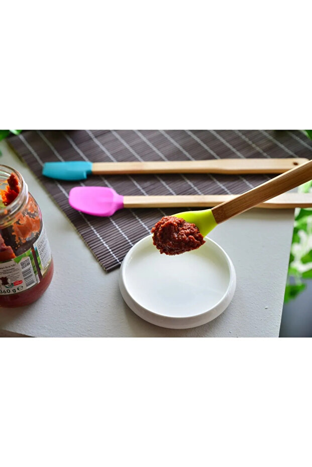 3 Lü Uzun Bambu Spatula Seti - 4