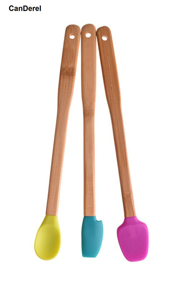 3 Lü Uzun Bambu Spatula Seti - 1