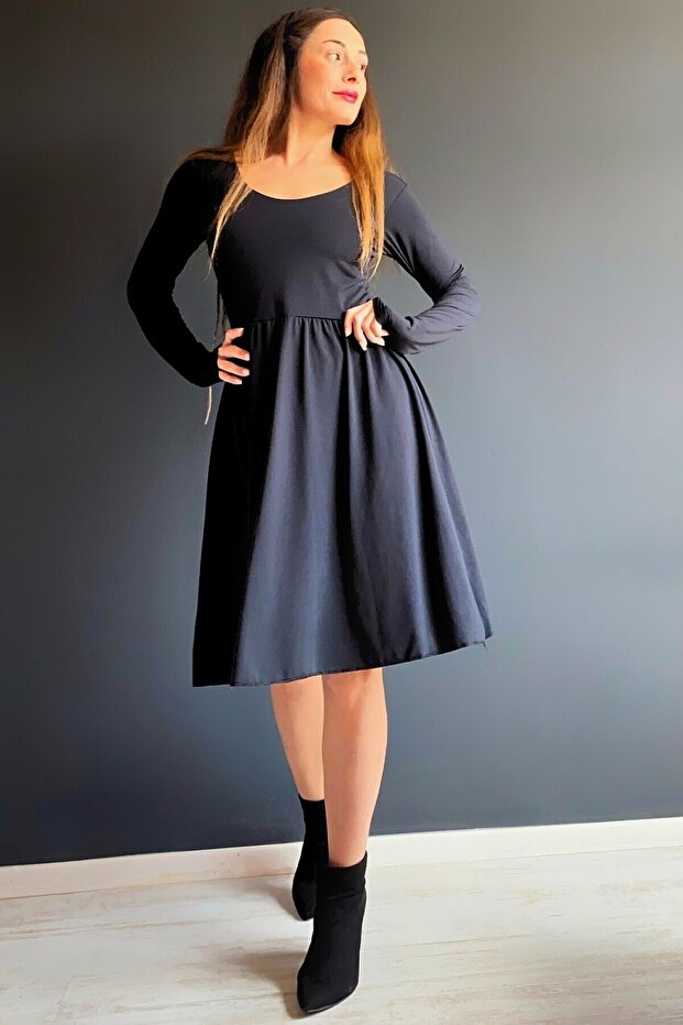 ONE KNEE BALLERINE COLLAR JARSE DUMP DRESS