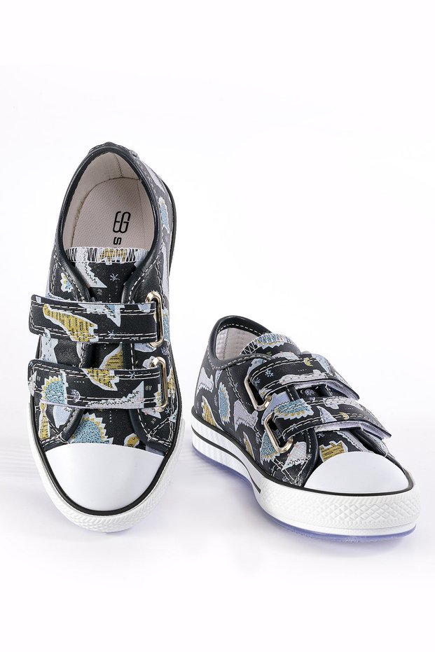 Taliviana Navy Blue Dinosaur Daily Printed Unisex Girls Boys Velcro Sports Shoes Sneakers Orthopedic School Shoes