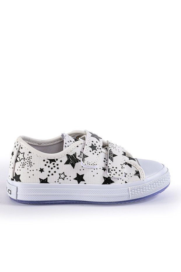 Fabiola Fairchild White Starry Daily Star Printed Unisex Girls Boys Velcro Sports Shoes Sneakers Orthopedic School Shoes