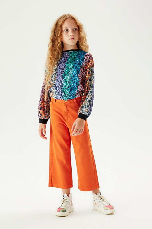 Girl's Patterned Sweatshirt 23FW0TJ4418