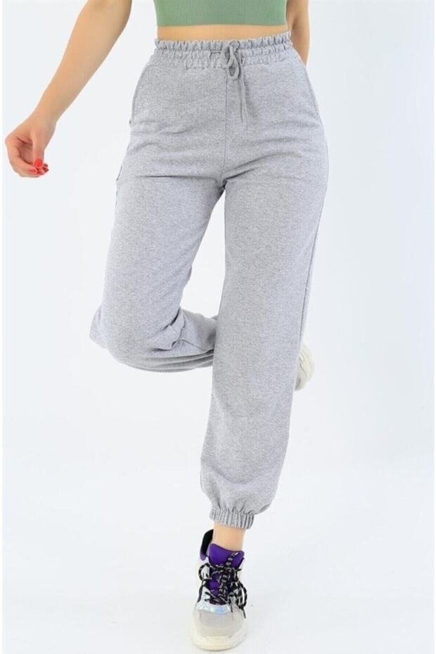 Gray Cotton and Pocketed Women's Tracksuit