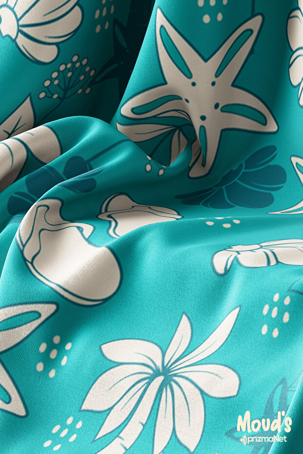 Blue Palm Trees Pattern Printed Suede Runner Tablecloth - 3