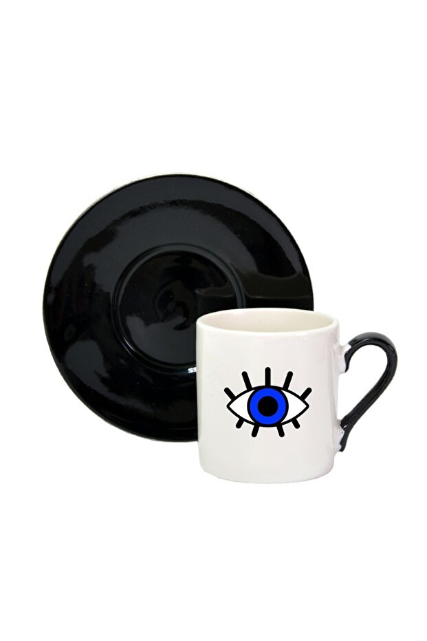 Black Nazarboncuk Printed Turkish Coffee Cup