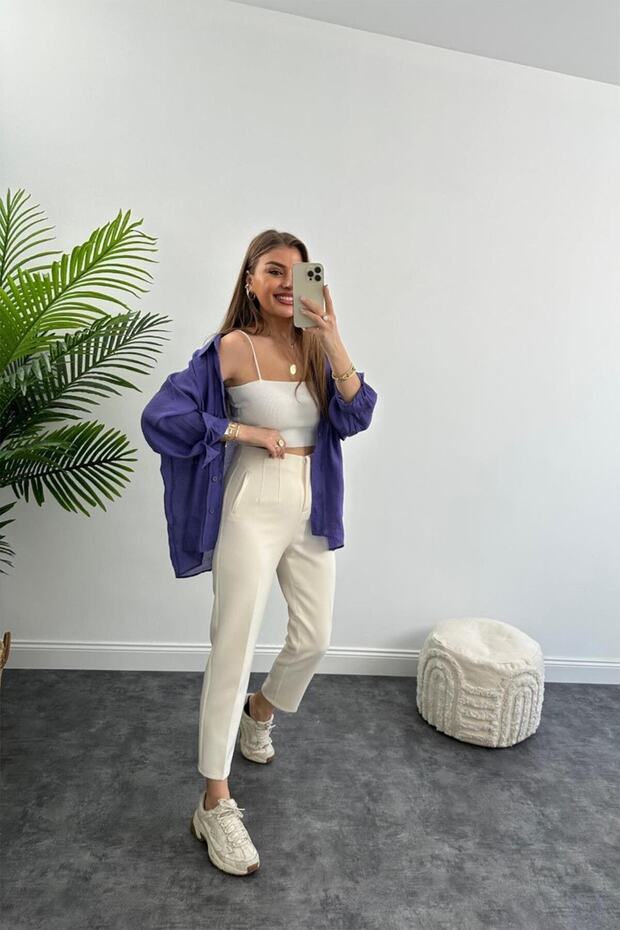 Basic Salaş Gömlek Mor - 3