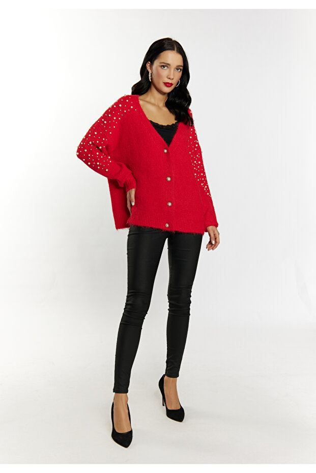 Strickjacke mit Perlen - 1