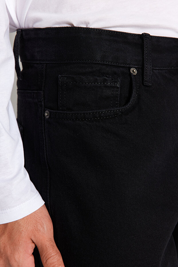Siyah Smoke %100 Pamuk Baggy Fit Jeans Bol Kot Pantolon TMNAW24JE00027 - 8