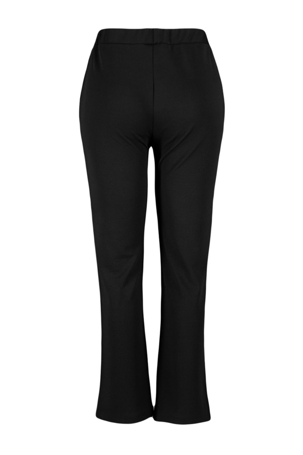 Siyah Straight Fit Yüksek Bel Krep Örme Büyük Beden Pantolon TBBAW24AR00008 - 10