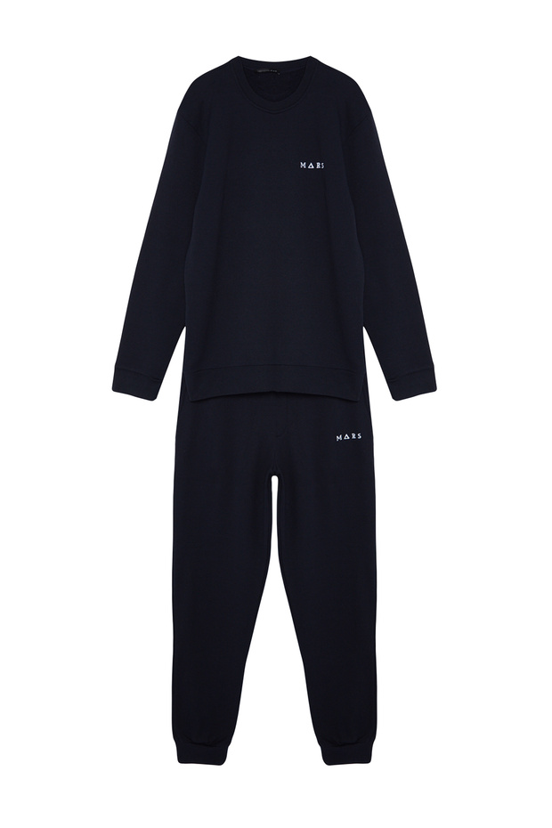 Lacivert Regular Fit Nakışlı Örme Pijama Takımı TMNAW24PT00040 - 7