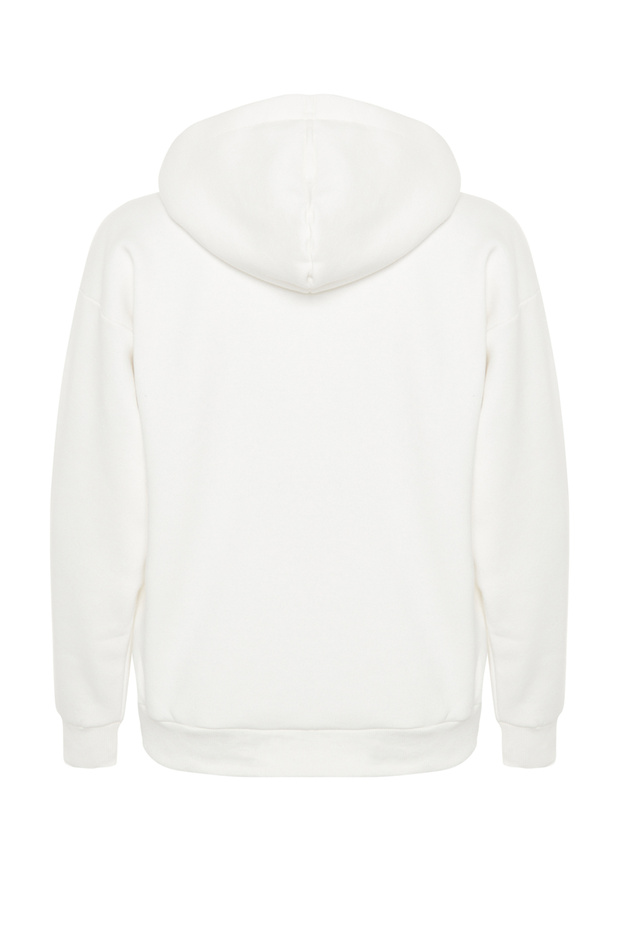 Ekru Kalın İçi Polarlı Oversize/Geniş Kalıp Kapüşonlu Basic Örme Sweatshirt TWOAW24SW00103 - 10