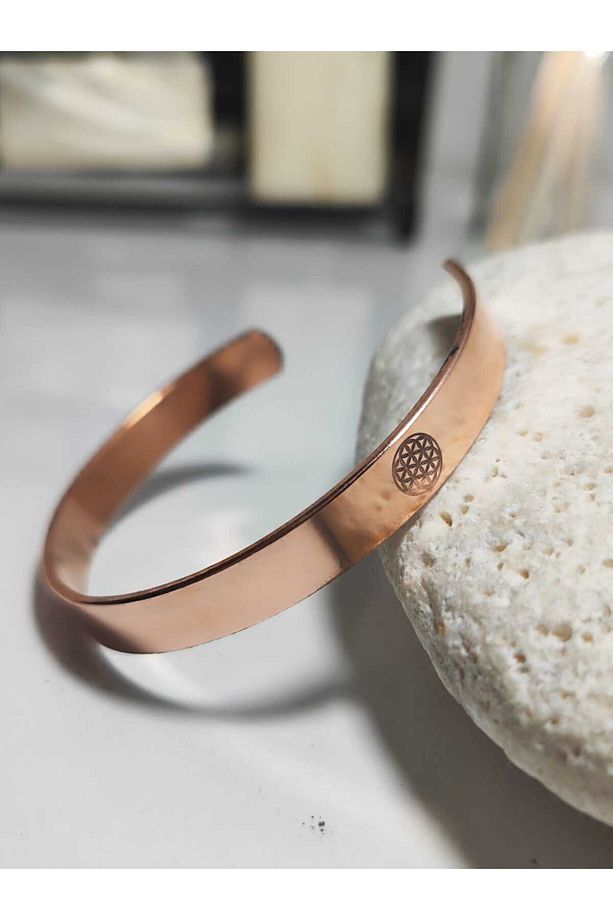 %100 Saf Bakır Yaşam Çiçekli ve Lotus Çiçekli Bileklik - 2