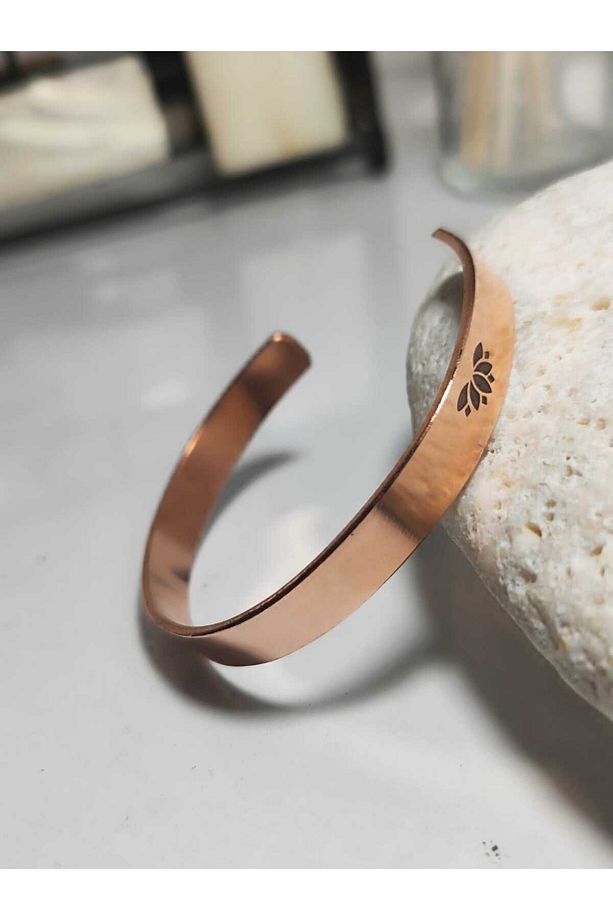 %100 Saf Bakır Yaşam Çiçekli ve Lotus Çiçekli Bileklik - 1