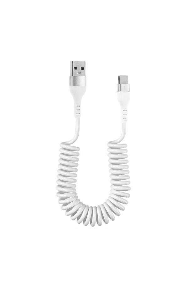 Type-C Spiral Tasarım USB Şarj ve Data Kablosu 1 metre Beyaz - AL3999 - 1