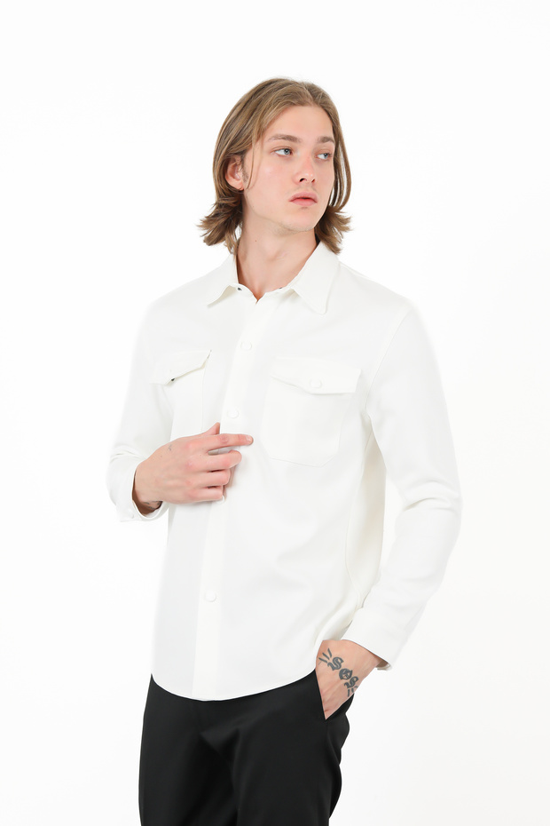 UFKMODA MEVSİMLİK GÖMLEK İKİ CEPLİ ÇIT ÇITLI