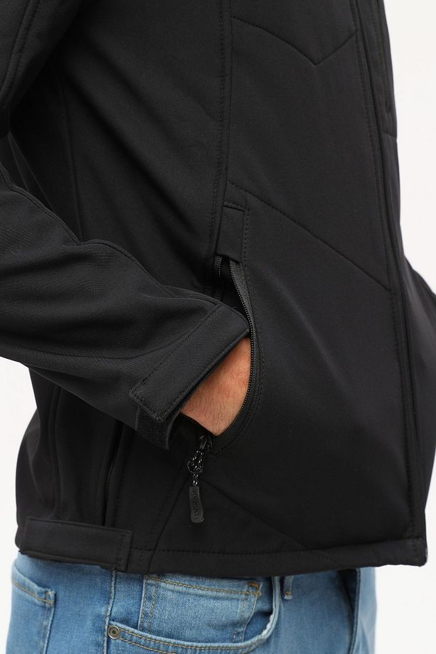Taktikal Softshell Mont Kollar ve Kapşon Çıkabilir Erkek Siyah - 7