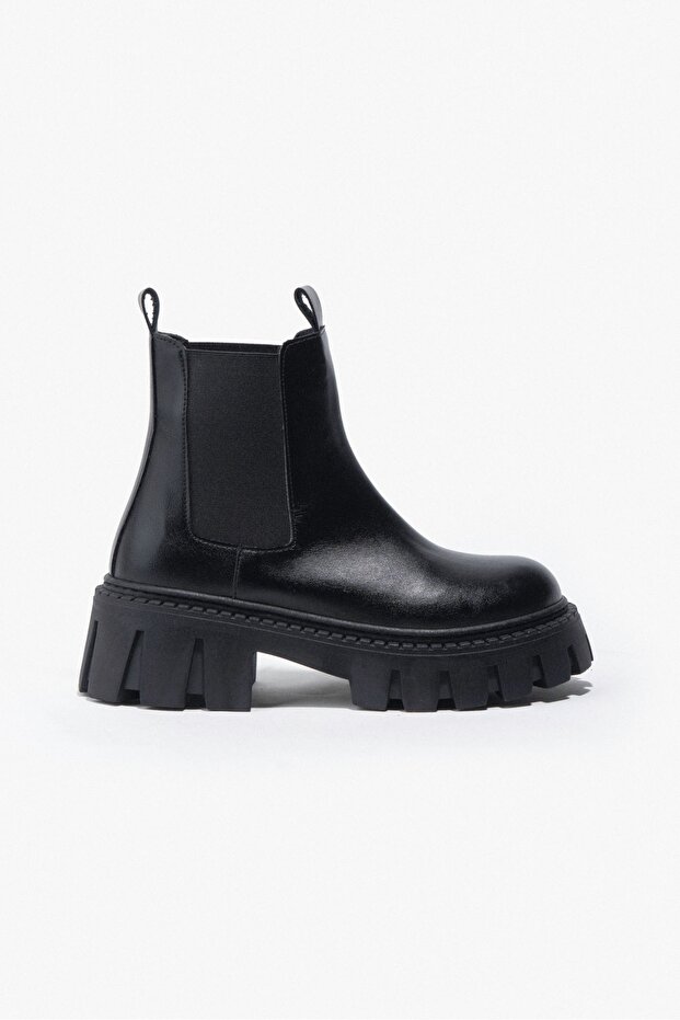 Gwin fekete matt gumi részletes, lapos talpú női csizma - 2