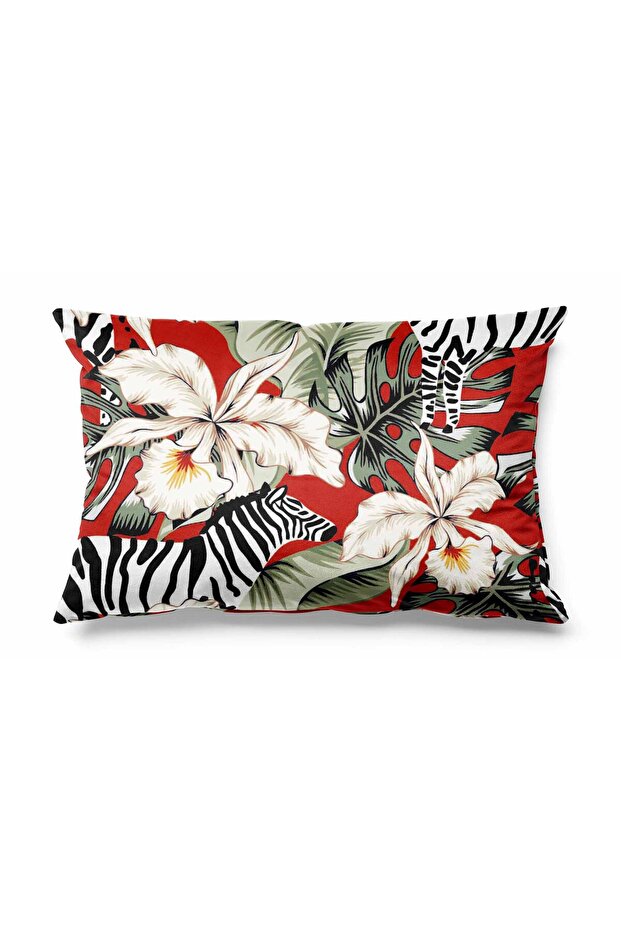 Rectangular Grevy Patterned Double Sided Printed Suede Throw Pillow Cover - 1