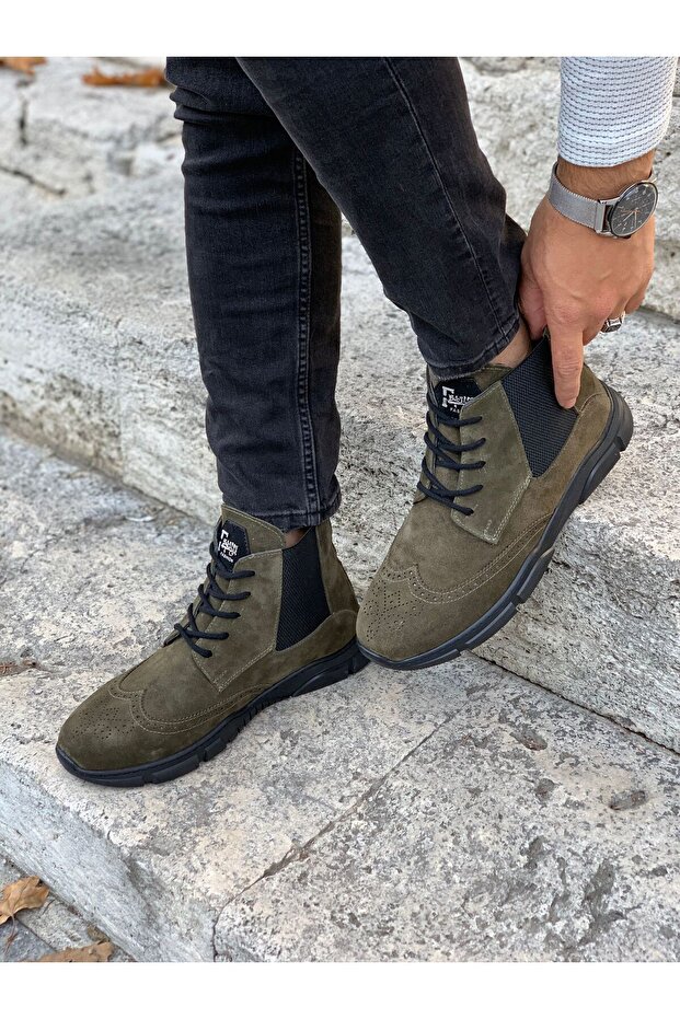 Erkek Hakiki Deri Süet Bağcıklı Bot - 2