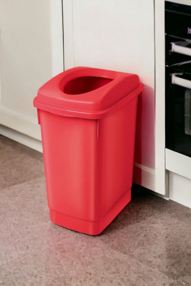 Kırmızı Banyo Çöp Kovası 27 Litre Atık Kutusu Cafe Otel Çöp Kovası Geri Dönüşüm Kutusu 27 Litre - 1