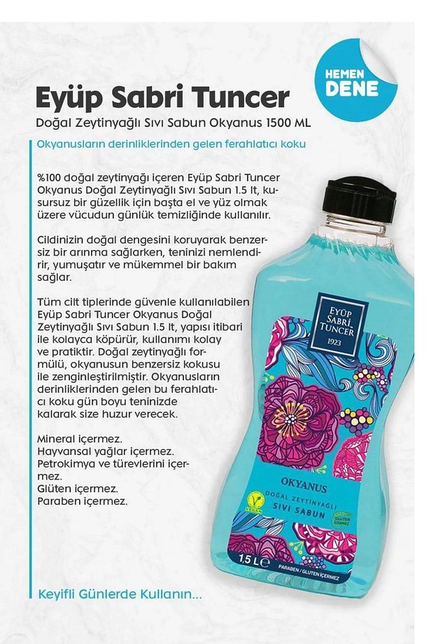 Doğal Zeytinyağlı Sıvı Sabun Bodrum Mandalinası+Japon Kiraz+Okyanus 1.5 lt - 3