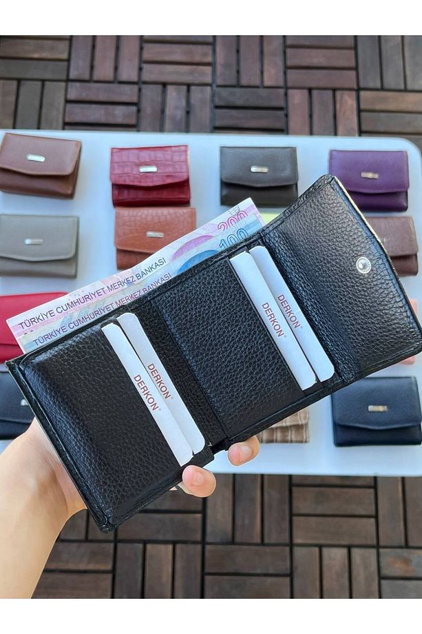 UFAK KULLANIŞLI CASSY MODEL %100 HAKİKİ DERİ TİMSAH DESENLİ SİYAH CÜZDAN - 4