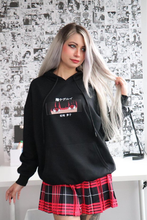 Y2k Yumeko Anime Detail Oversize Hooded Vintage Sweatshirt Gofeel