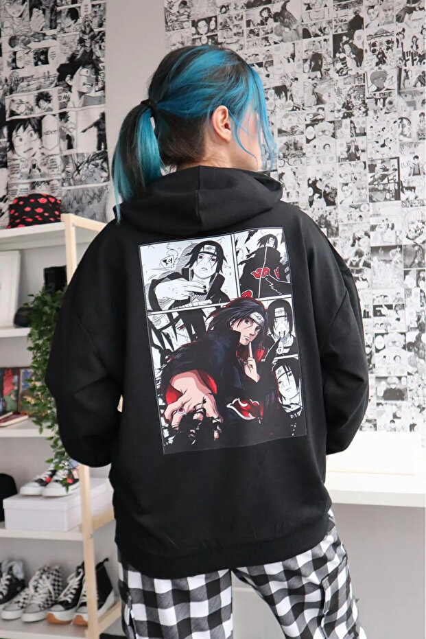 Harajuku Y2K Akatsuki Anime Detail Oversize Hooded Tech Aesthetic Sweatshirt