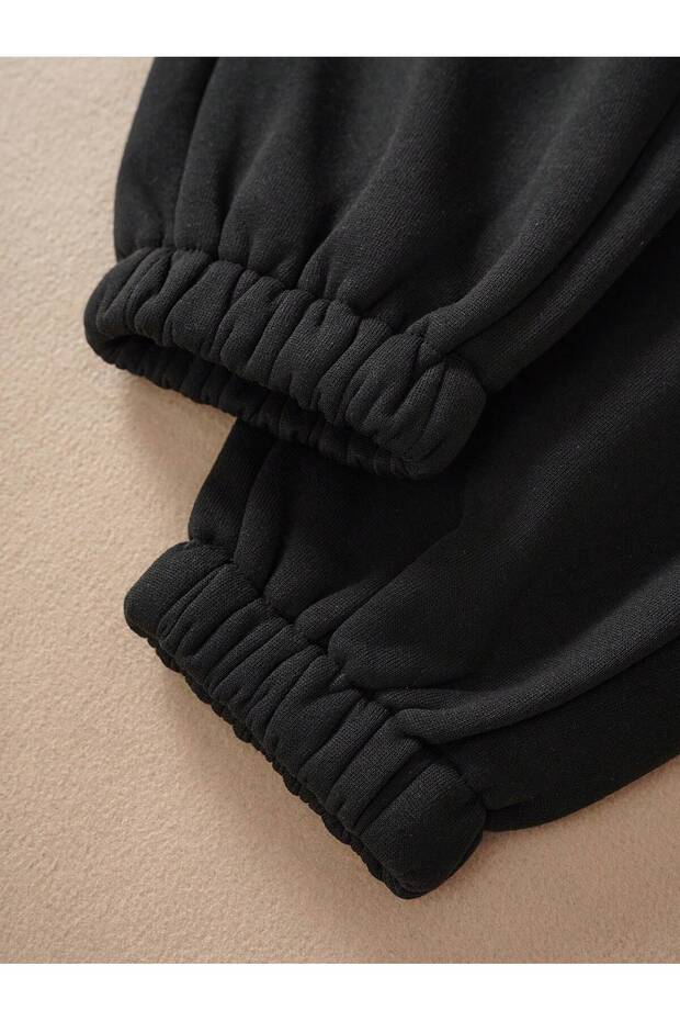 Essnce Solid Drawstring Waist Thermal Lined 4 Mevsim Eşofman - 5