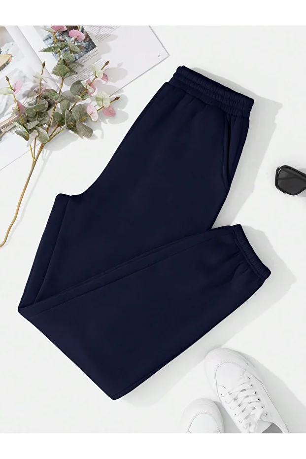 Solid Elastic Waist 4 Mevsim Eşofman - 4