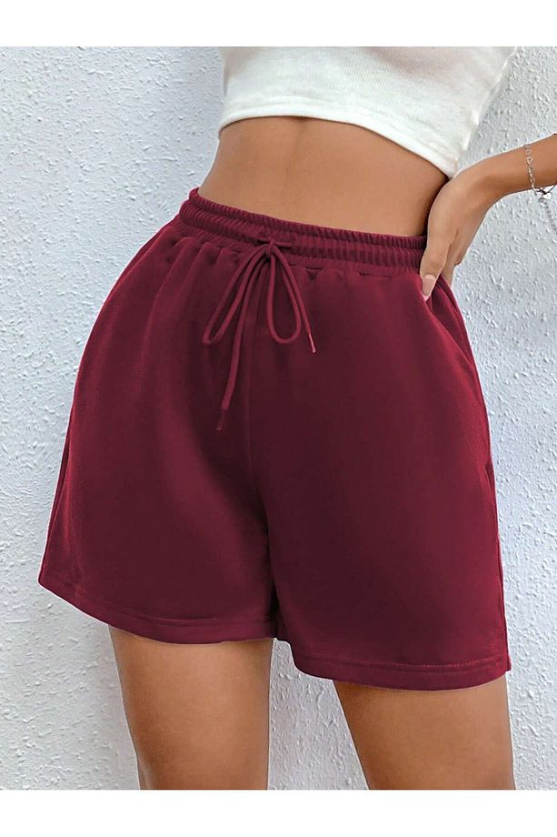 Drawstring Waist Slant Pocket Şort - 4