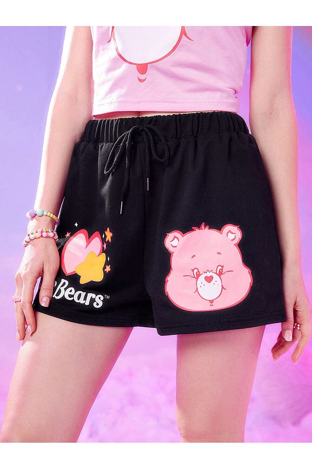 Care Bears Cartoon Graphic Drawstring Waist Şort - 5