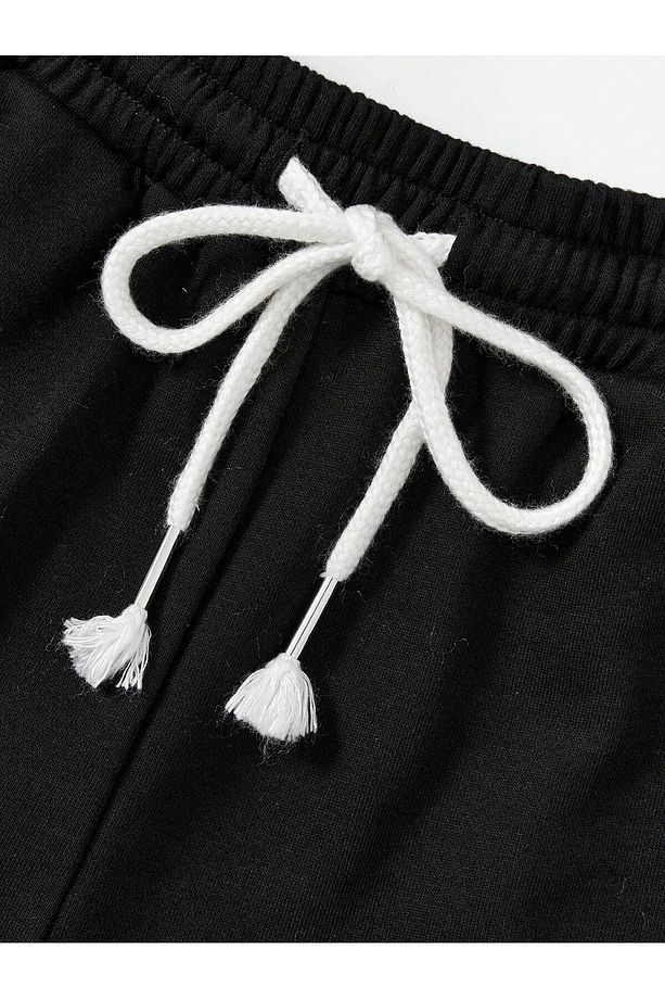 Coolane Letter Graphic Drawstring Waist Şort - 4