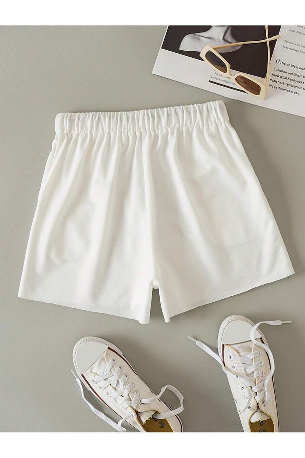 Letter Graphic Drawstring Waist Şort - 2