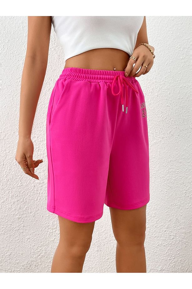 Coolane Letter Graphic Drawstring Waist Track Şort - 4
