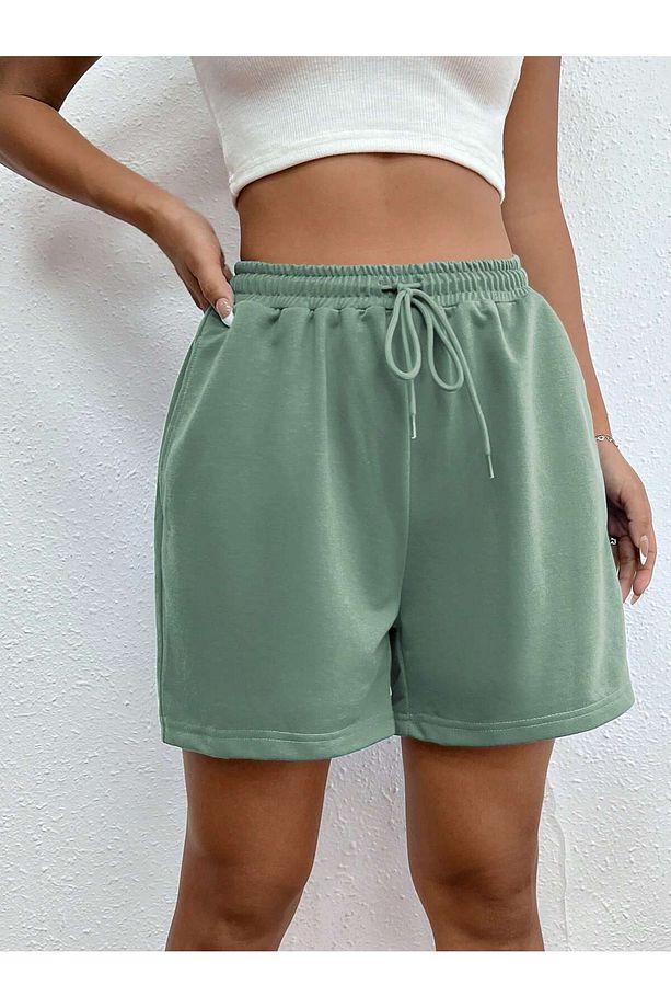 Drawstring Waist Slant Pocket Şort - 4