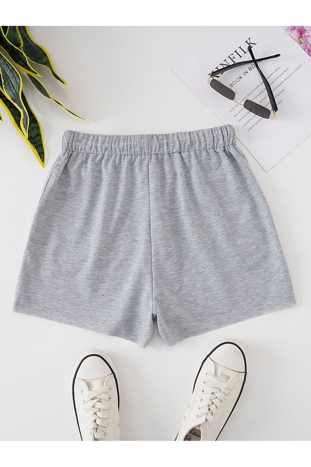 Letter Graphic Drawstring Waist Şort - 2