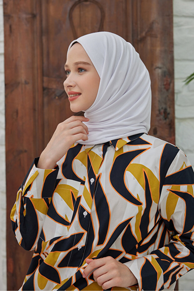 white combed cotton shawl - 3