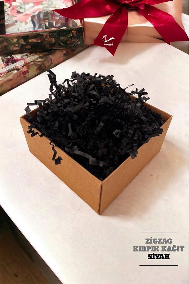 Kırpık Kırpıntı Kağıt Z Zigzag Pelur Kırpıntı Kağıt 100 gr Siyah Renk Süs Dolgu Malzemesi Paper -T5 - 1