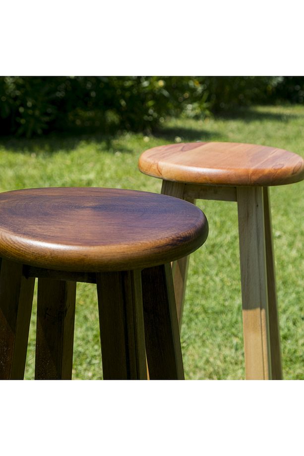 Şık Ve Dekoratif Ahşap Yüksek Yuvarlak Bar Taburesi 80 Cm - 4
