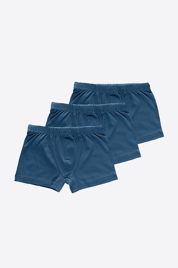 Erkek Çocuk Mavi 3 Lü Paket Pamuk Elastan Boxer 209 - 1