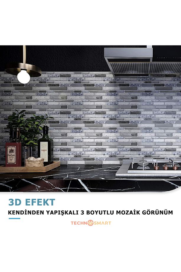 1adet 3d Kendinden Yapışkanlı 30cm×30cm Kaplama Mozaik Görünüm Duvar Sticker Mutfak - 2